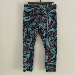 Lululemon Palm Lace Tofino Teal Leggings Size 12